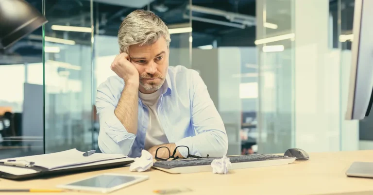 man bored at work